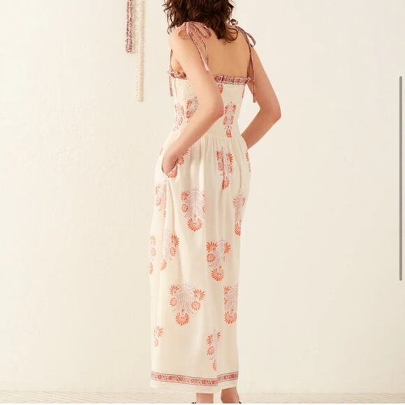 NWT NEW Alix of Bohemia Kaia Papaya Smocked Maxi Dress - Picture 4 of 13